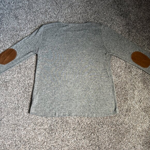 PINK CLOVER Luna Elbow Patch Button Detail Brushed Knit Top, Size M, Beige/Taupe - Picture 9 of 9